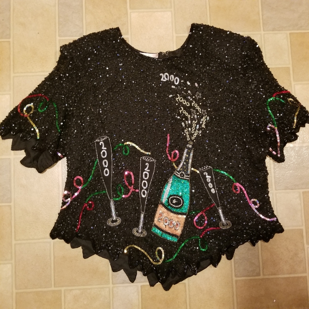 Lawrence Kazar Vintage 2000s NEW YEAR top, 3X
